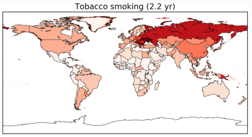 喫煙による寿命損失の地域比較