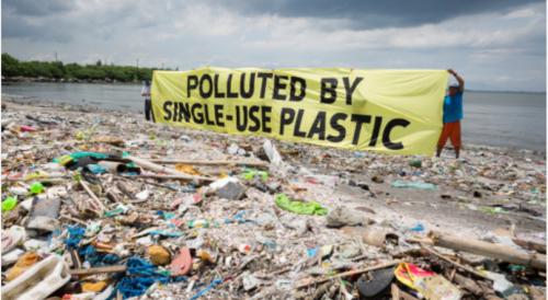 使い捨てプラスチックの規制を求めるグリーンピースの活動