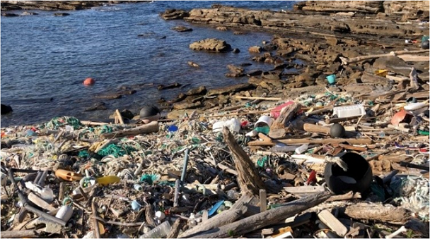 大量の海洋ゴミが漂着する対馬の海岸