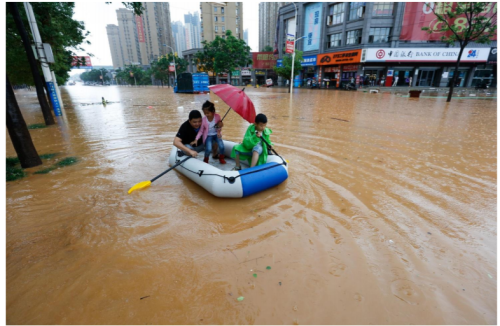 中国の洪水被害