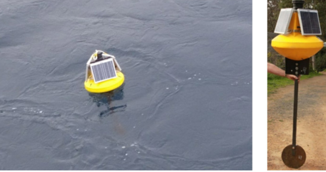 北極海に浮かべた観測用のブイ