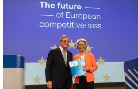 法案の原点は「ドラギレポート」㊧はドラギ氏、㊨はフォンデアライエン欧州委員長