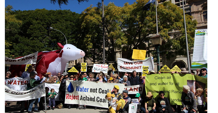 クィーンズランド州での石炭プロジェクトに反対する住民たち
