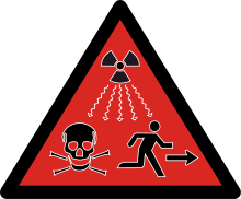 被曝警告の標識、2007年に国際原子力機関（IAEA）と ISOにより追加された。