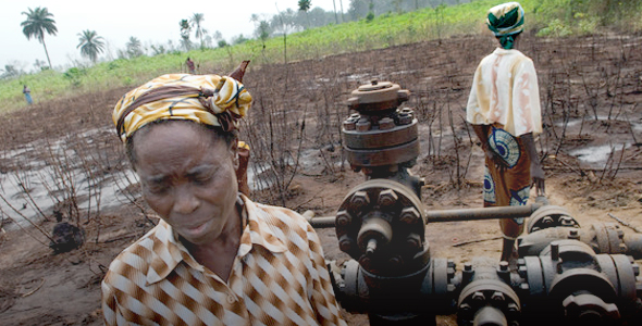 原油で汚染されたナイジェリアの農地