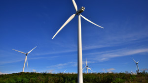 Turbines harvest wind power at the Burgos Wind and Solar Farm in Burgos, Ilocos Norte in the Philippines.