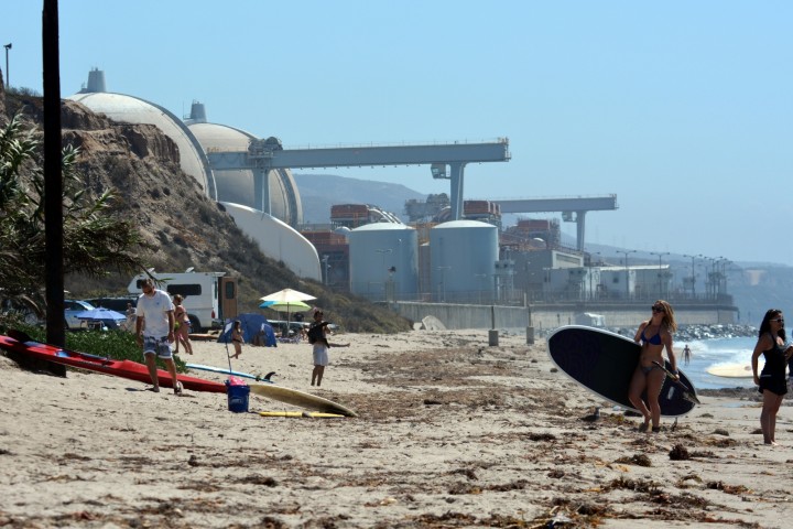San Onofre nuclear generating station, as seen from the beach. The plant was closed down in 2012, after tubes carry radioactive water were found to be severely damaged