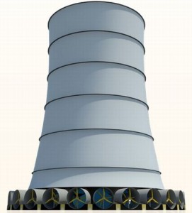 太陽・風力下降気流タワーの外観