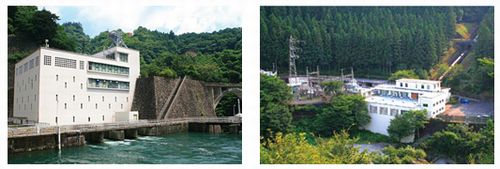 図1　「多摩川第一発電所」（左）と「多摩川第三発電所」（右）。出典：東京都交通局