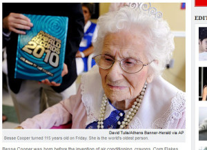 　ギネス認定の世界最高齢者、ベシー・クーパーさん。115歳